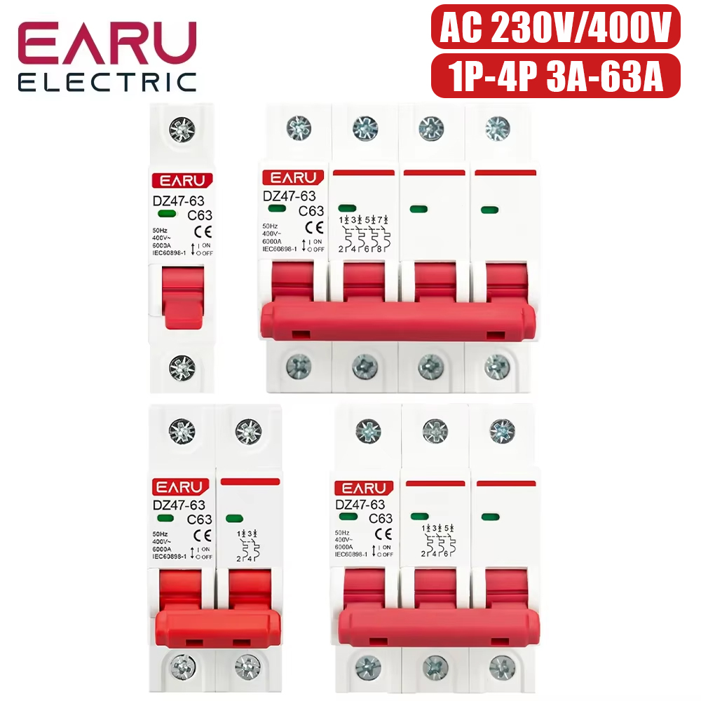 EARU DZ47 1P 2P 3P 4P 3A-63A A - Din Rail Circuit Breaker 评论和价格