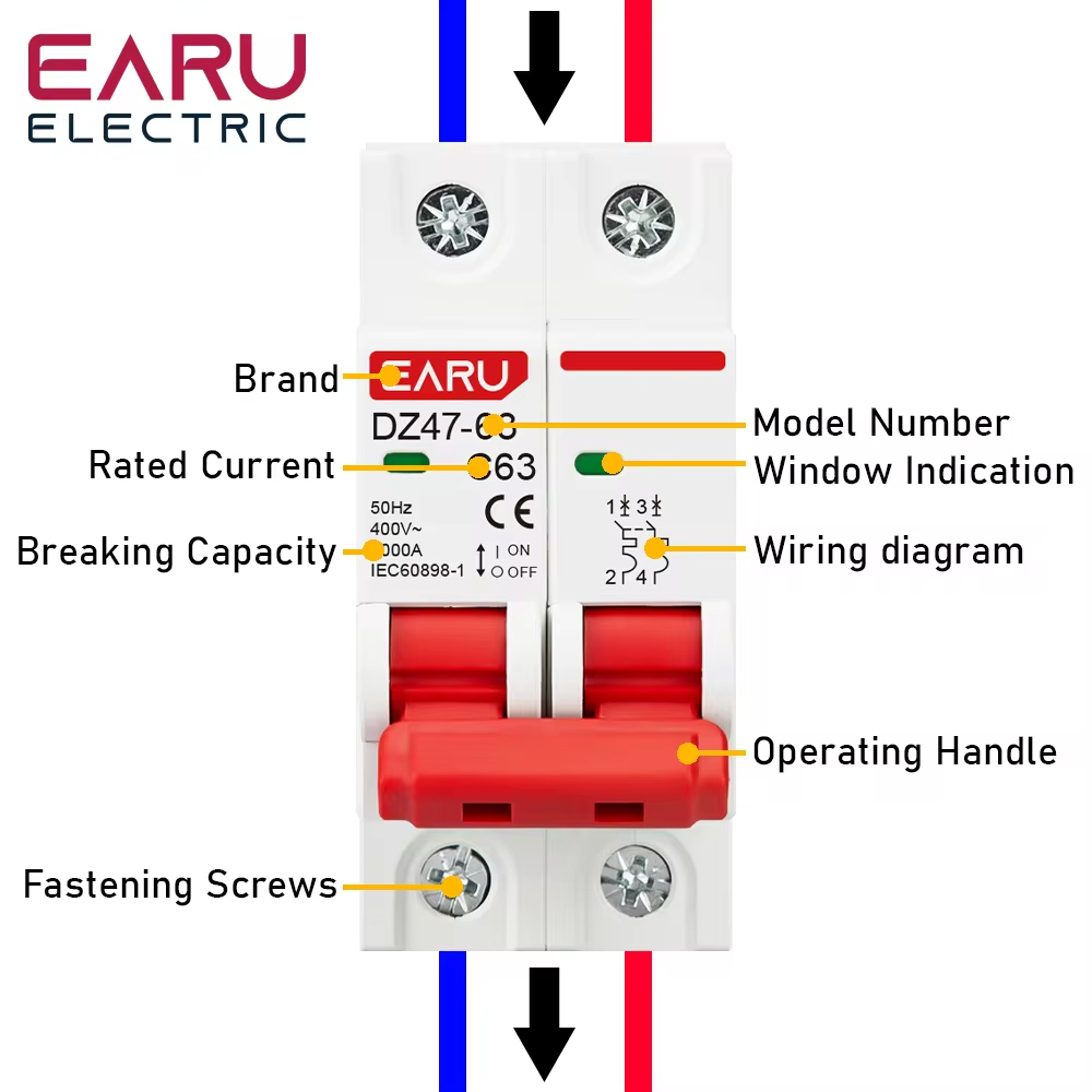 EARU DZ47 1P 2P 3P 4P 3A-63A A - Din Rail Circuit Breaker 评论和价格