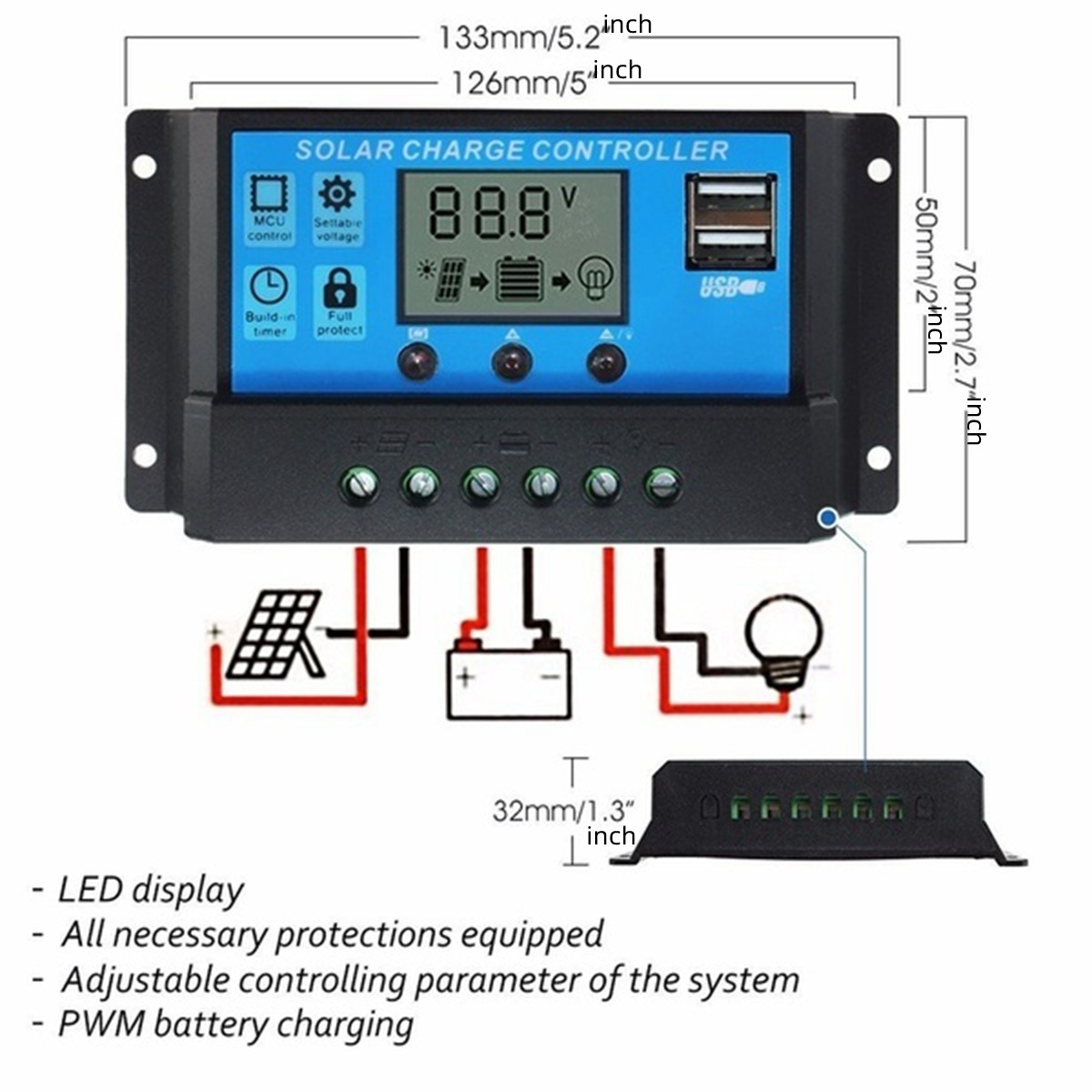 10/20/30/40/50/60/100A PWM Sol - Pwm Charge Controller 评论和价格