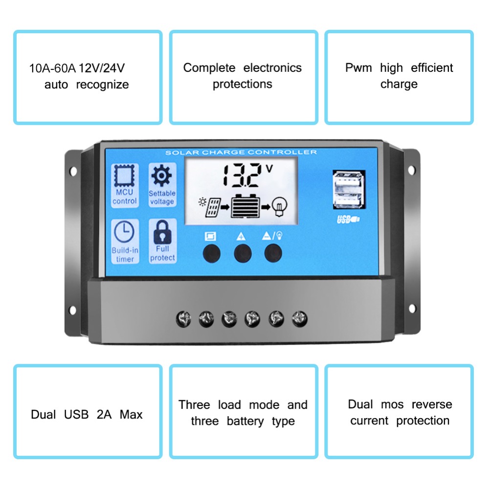 High Efficiency 10A 20A 30A 12 - Pwm Charge Controller 评论和价格